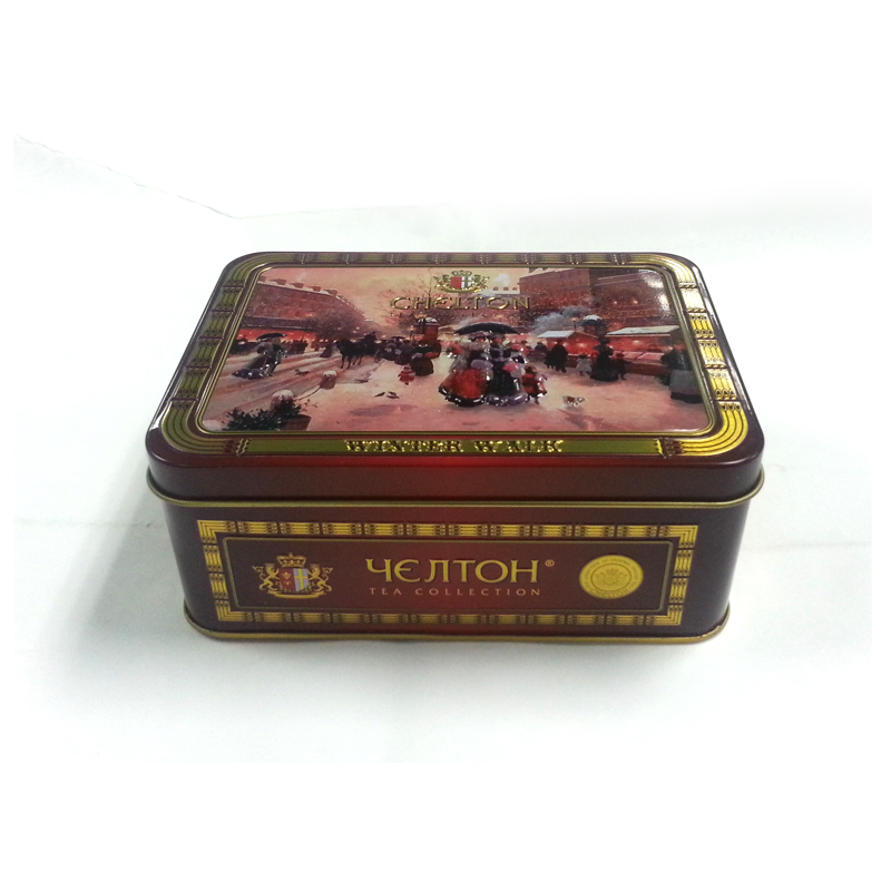 embossed ceylon tea tin container